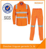 Orange Reflective Striped Flame Resistant Coverall Workwear Shirt and Pants Suit