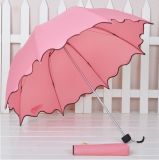 3 Fold Umbrella, Aluminium Alloy Umbrella, Manual Princess Ruffle Folding Scalloped Sun Protection Umbrella, Section Umbrella (SMD-FOL113)