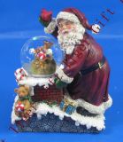 Polyresin Xmas Santa with Bag Waterball 45mm