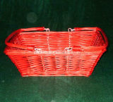 Red Rectangular Willow Wicker Basket with Folding Handles (FMS201)