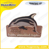 Enamel White Dolphin and Sandblasted Name Card Badge