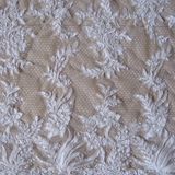 Dzl1046 White/Beige Corded Alencon French Lace Wedding Dress Fabric Bridal Gown Embroidery