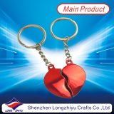 Two Split Heart Match in One Red Heart Zinc Alloy Keychain Promotional Keyrings (LZY800025)