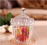 Elegant Glass Storage Pot, Stem Glass Candy Jar, Tableware, Glassware