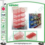 Wire Mesh Stackable Basket Display Rack with Wheels