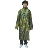 PVC Polyester 0.35mm Long Rain Cover Rubbered Hooded Poncho Raincoat