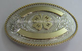 Oval 3D Belt Buckle in Zinc Alloy with 2-Tone Plating