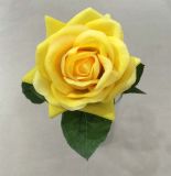 Silk Single Stem Curve Edge Rose Flowers for Decoration