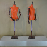 Fashionable PU Wrapped Female Torso Mannequin with Wooden Arm