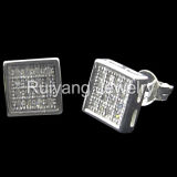 Man's Silver Jewelry Earrings, Micropave Jewellery (E1438-2)