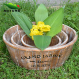 Eco-Friendly Wood Gardening Round Flower Pot