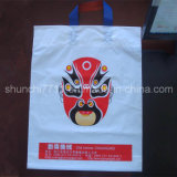 Plastic White Handle Shopping Bag with Loop