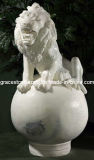 Natural White Marble Lion Sculpture (GS-A-023)