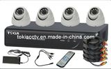 4-CH Net DVR Kits 1/3 4 PCS 480tvl Dome Camera with+5CH Power Distribution Wire+ DC12V/5A Power +IR Controller+Video/Power Cable (TK-4005K)