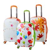 Lightweight Four Wheels 100% PC Balloon Printed Luggage