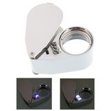 LED Light 40X25mm Jewelry Loupe Magnifier UV Money Checker