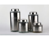 glass canister/jar with stainless steel coating EW1154