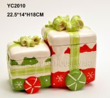 Hand-Painted Ceramic Christmas Gift Conjoined Box