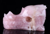 Natural Pink Quartz Crystal Dragon Skull Carving #4k05, Healing