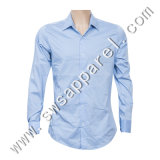 Men Plain Light Blue Business Dress Shirt
