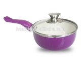 Aluminium Pressed Purple Ceramic Coating Saucepan with Lid