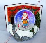 Polyresin Santa Giving Gifts in 665snowglobe W/LED Light