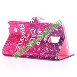 Special Pattern Wallet Style TPU and PU Leather Case for Samsung Galaxy Note 4 N910 (Keep Calm and Sparkle)