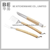 Hot Sale 3 PCS Barbecue Tools with Wooden Handle (BE-20013)