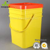 Colored Square 20L Plastic Pail with Lid and Metal Handle