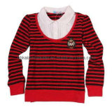 Girl's Long-Sleeve Sweater Shirt in Stripes (KX-CG45)