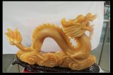Yellow Jade Dragon Carving (20018)
