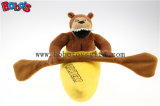 China Supplier Brown Customized Plush Stuffed Rowbear Mascot Toy with Orange Rowing