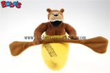 China Supplier Brown Customized Plush Stuffed Rowbear Mascot Toy with Orange Rowing