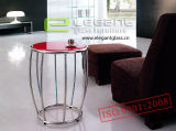 Modern Red Glass End Table in Home