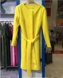 30% Wool, 70% Polyester, Women Yellow Long Fashion Women Coat (Z-1581)