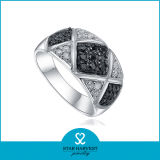 100% Handmade Pave Setting Silver Ring Jewellery Design (R-0074)