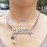 Fashion Jewelry Letter with Crystals Necklace Jewelry (SFN0046B)