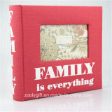 Printed Red Fabric Family Photo Album with Windows