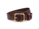 Mens' High Quality Brown 3.8cm Width Leather Belt