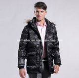 PU Coated Fur Hoody Down Jacket