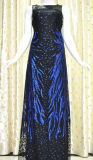 Sequin Embroidery on Mesh Garments 3mm Spangle Sequin Embroidery in Blue Tree Shape