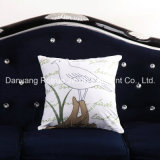 Bird Design Embroidery Cotton Canvas Decorative Cushion Pillow Cover