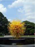 Yellow Tree Blown Glass Craft Sculpture for Decoration