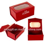 Red Special Paper Folding Box with Top Clear PVC Window