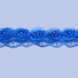 Top Selling Blue Gauze Rose Lace Trims