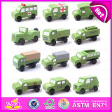 2015 Hot Sale Kids Wooden Military Vehicles, Wooden Car Toy Mini Military Vehicles, Green Color Mini Military Vehicles Toy W04A154