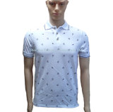 Pique Mesh White Polo Shirt with Full Printing