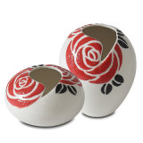 Artistic Vase/ Vase/ Porcelain Vase with Red Color Rose for Home or Hotel Decoration