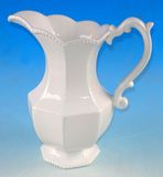 Embossed Pure White Ceramic Jug