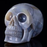 Agate Carved Stone Fengshui Human Skull (0V69)